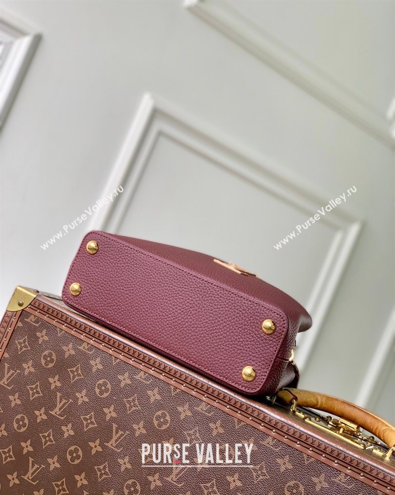 Louis Vuitton Capucines BB Bag in Taurillon and python-embossed leather Burgundy 2026 N89369 (KI-260202077)