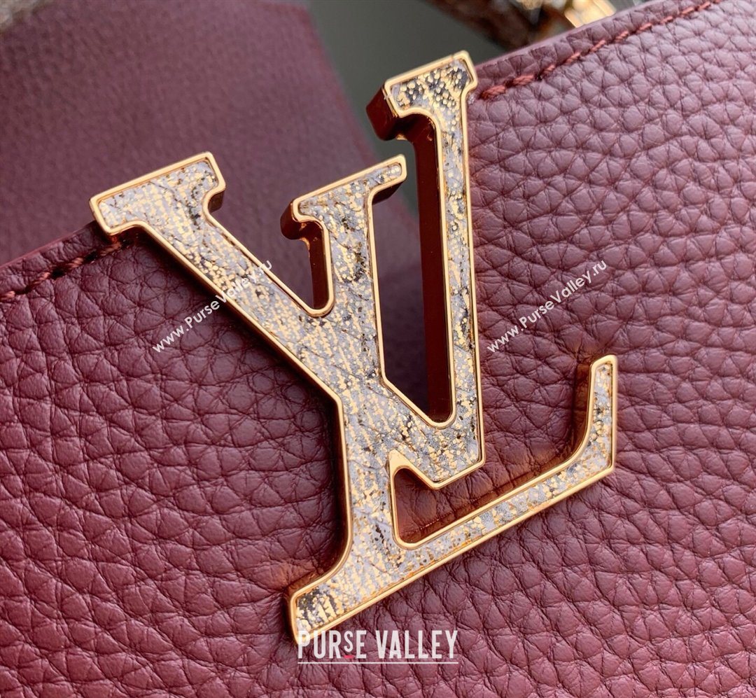 Louis Vuitton Capucines BB Bag in Taurillon and python-embossed leather Burgundy 2026 N89369 (KI-260202077)