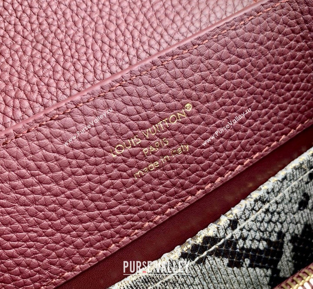 Louis Vuitton Capucines BB Bag in Taurillon and python-embossed leather Burgundy 2026 N89369 (KI-260202077)