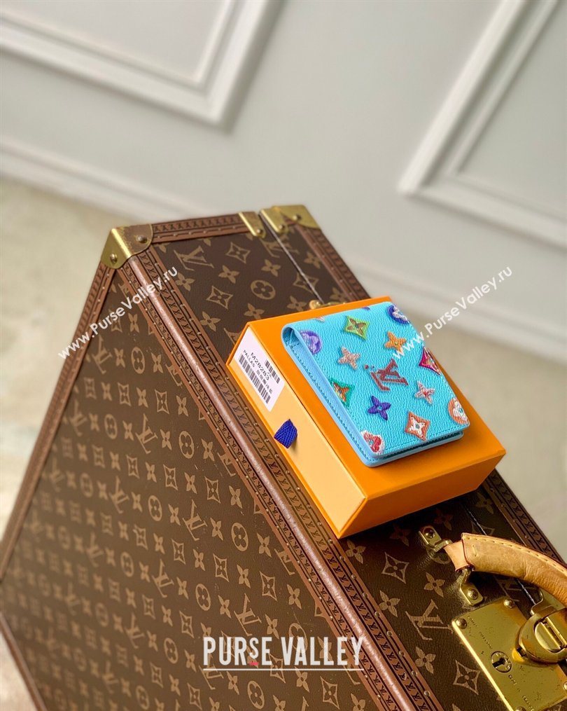 Louis Vuitton Slender Wallet in Monogram Donuts Canvas Blueberry Blue 2026 M28042 (KI-260203014)