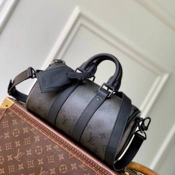 Louis Vuitton Mens Keepall Bandouliere 25 Bag in Black Monogram Midnight Canvas M28369 2026 (KI-260203008)