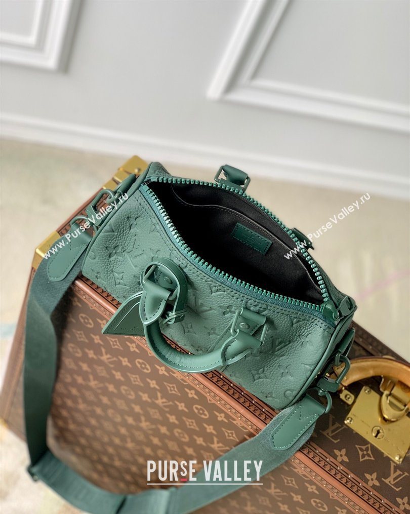 Louis Vuitton Mens Keepall Bandouliere 25 Bag in Monogram Leather Green 2026 M24432 (KI-260203001)