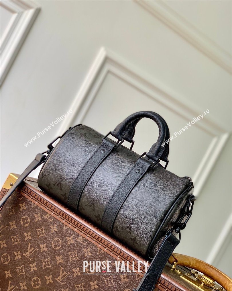 Louis Vuitton Mens Keepall Bandouliere 25 Bag in Black Monogram Midnight Canvas M28369 2026 (KI-260203008)