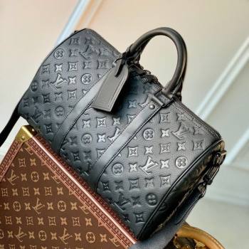 Louis Vuitton Keepall Bandouliere 35 Bag in Taurillon Monogram Leather M22765 Black 2026 (KI-260203002)