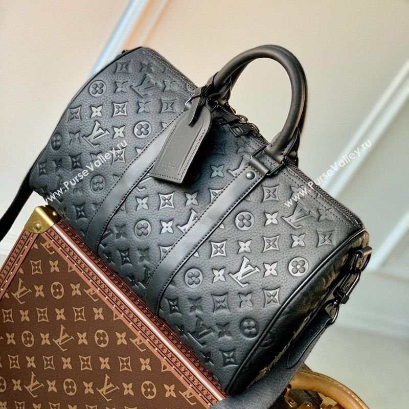 Louis Vuitton Keepall Bandouliere 35 Bag in Taurillon Monogram Leather M22765 Black 2026 (KI-260203002)