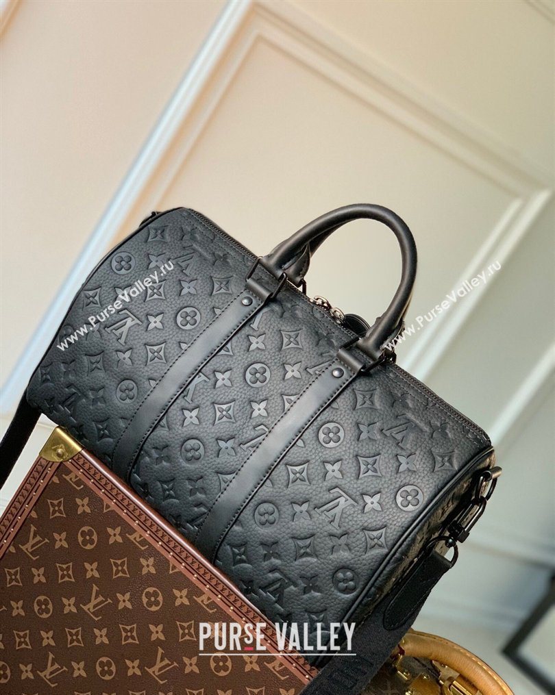 Louis Vuitton Keepall Bandouliere 35 Bag in Taurillon Monogram Leather M22765 Black 2026 (KI-260203002)