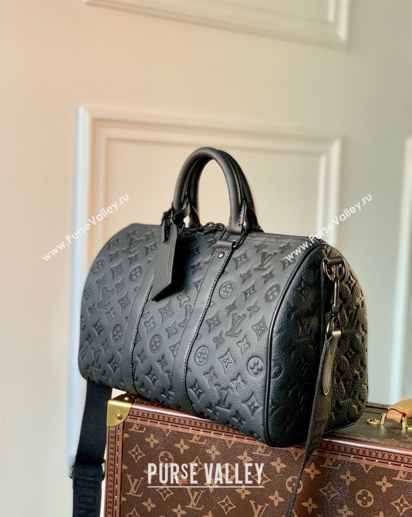 Louis Vuitton Keepall Bandouliere 35 Bag in Taurillon Monogram Leather M22765 Black 2026 (KI-260203002)