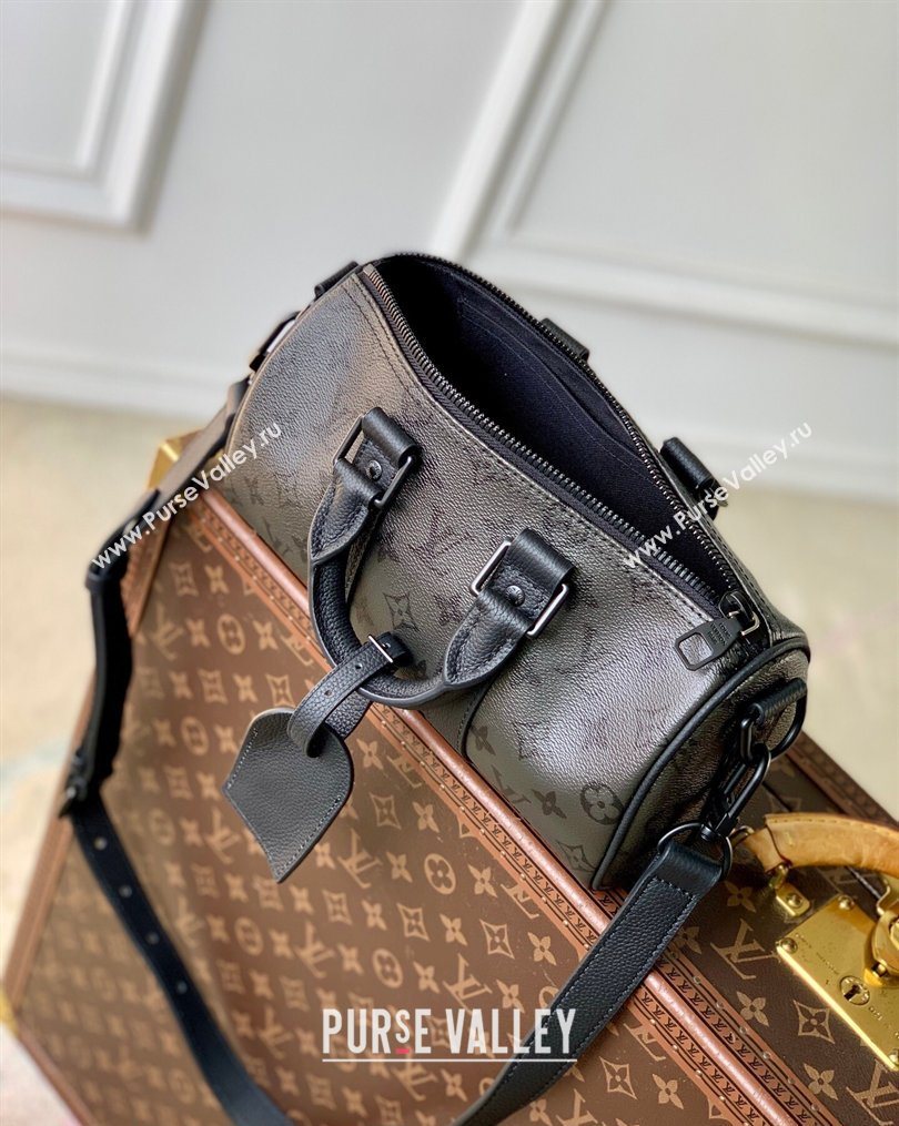 Louis Vuitton Mens Keepall Bandouliere 25 Bag in Black Monogram Midnight Canvas M28369 2026 (KI-260203008)