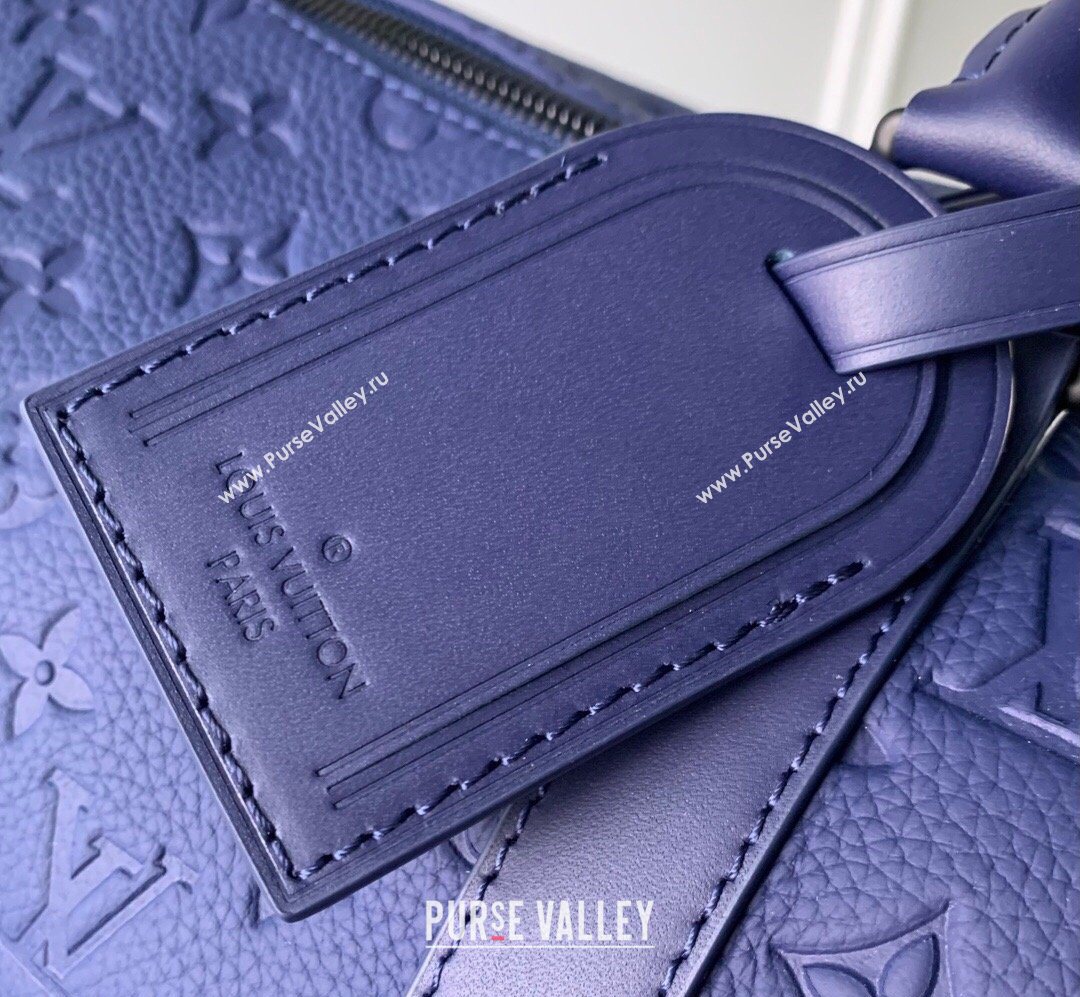 Louis Vuitton Mens Keepall Bandouliere 50 Travel Bag in Monogram Taurillon Leather Blue 2026 M11495 (KI-260202096)