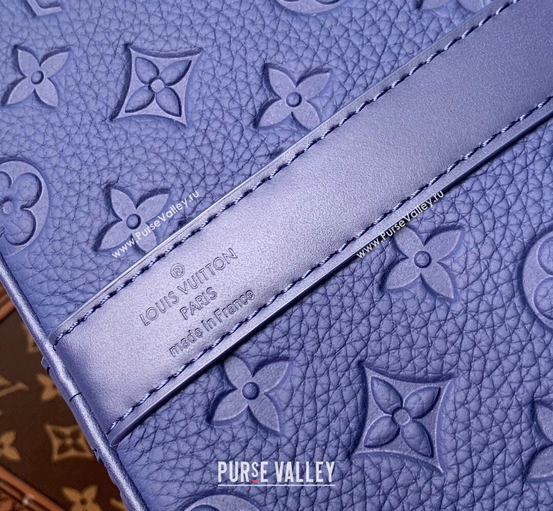 Louis Vuitton Mens Keepall Bandouliere 50 Travel Bag in Monogram Taurillon Leather Blue 2026 M11495 (KI-260202096)