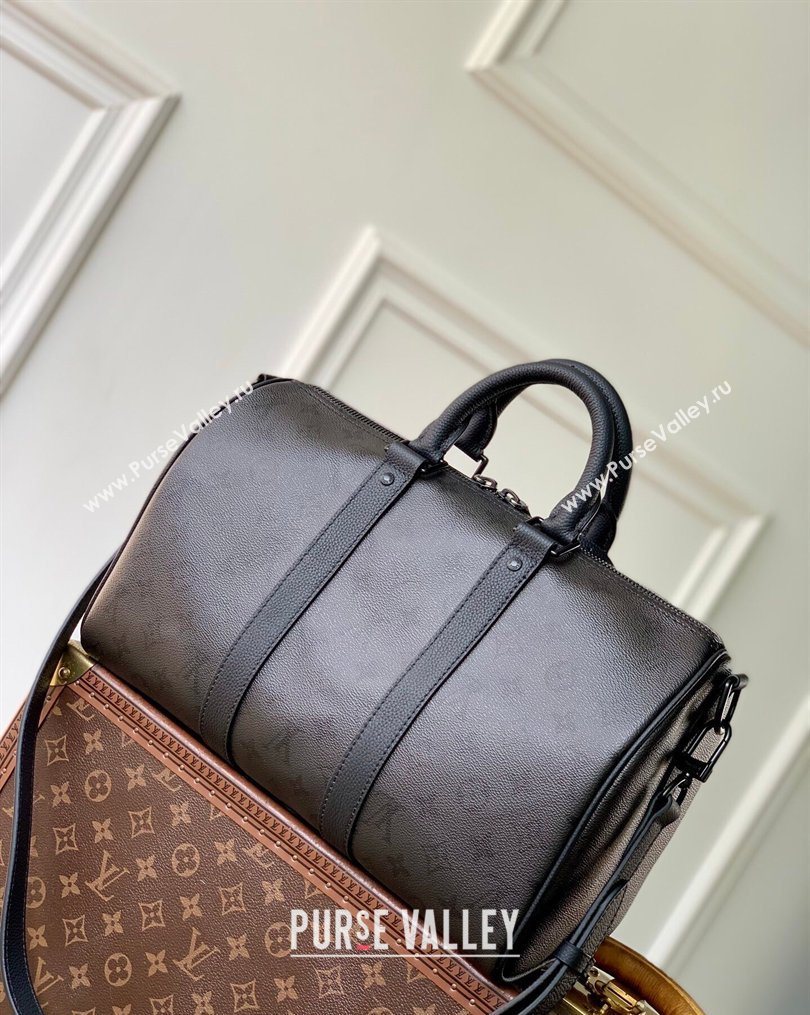 Louis Vuitton Mens Keepall Bandouliere 35 Bag in Black Monogram Midnight Canvas M28370 2026 (KI-260203009)