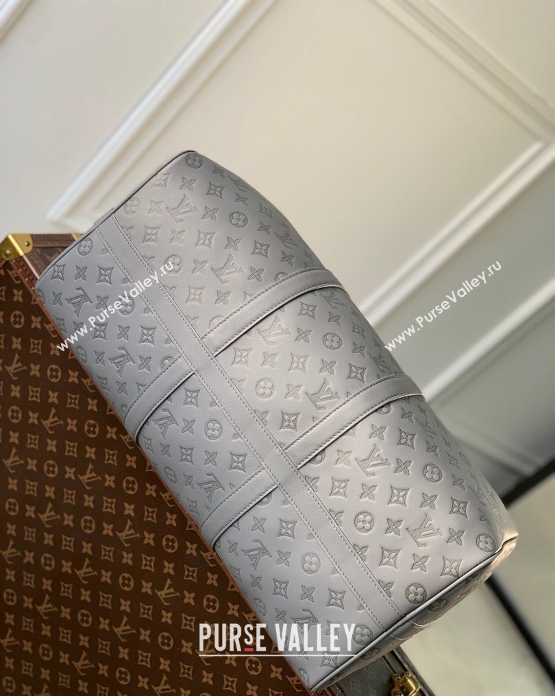 Louis Vuitton Mens Keepall Bandouliere 50 Travel Bag in Monogram Shadow Leather Anthracite Grey 2026 M46117 (KI-260202099)