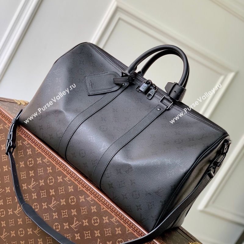 Louis Vuitton Mens Keepall Bandouliere 45 Travel Bag in Black Monogram Midnight Canvas 2026 M28403 (KI-260203018)