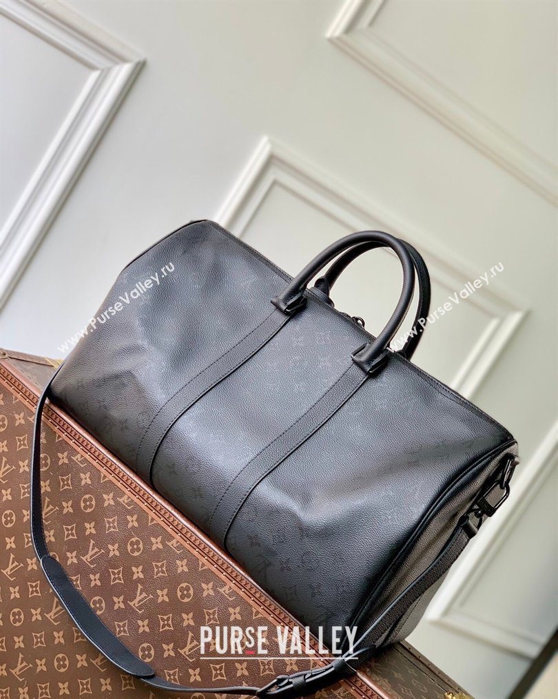 Louis Vuitton Mens Keepall Bandouliere 45 Travel Bag in Black Monogram Midnight Canvas 2026 M28403 (KI-260203018)