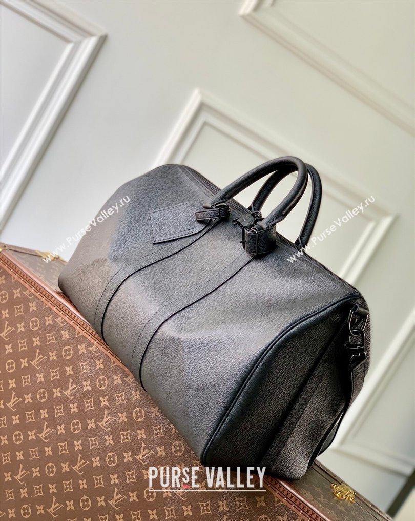 Louis Vuitton Mens Keepall Bandouliere 45 Travel Bag in Black Monogram Midnight Canvas 2026 M28403 (KI-260203018)