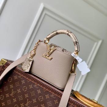 Louis Vuitton Capucines Mini Bag in Taurillon and python-embossed leather Grey 2026 N89369 (KI-260202078)