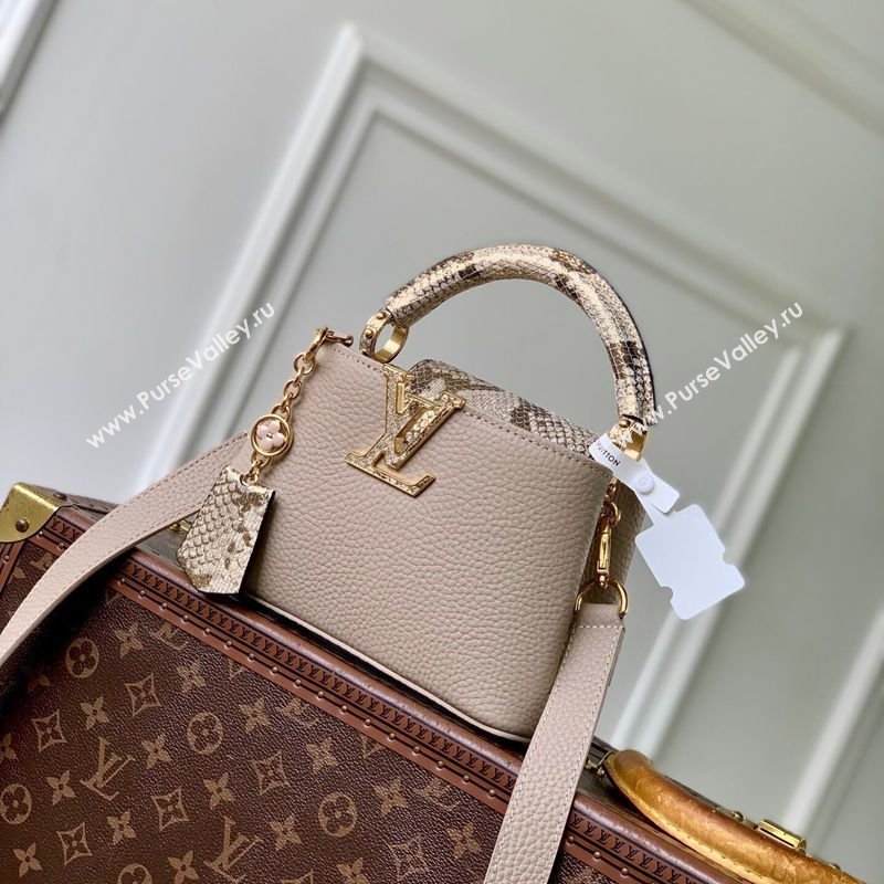 Louis Vuitton Capucines Mini Bag in Taurillon and python-embossed leather Grey 2026 N89369 (KI-260202078)