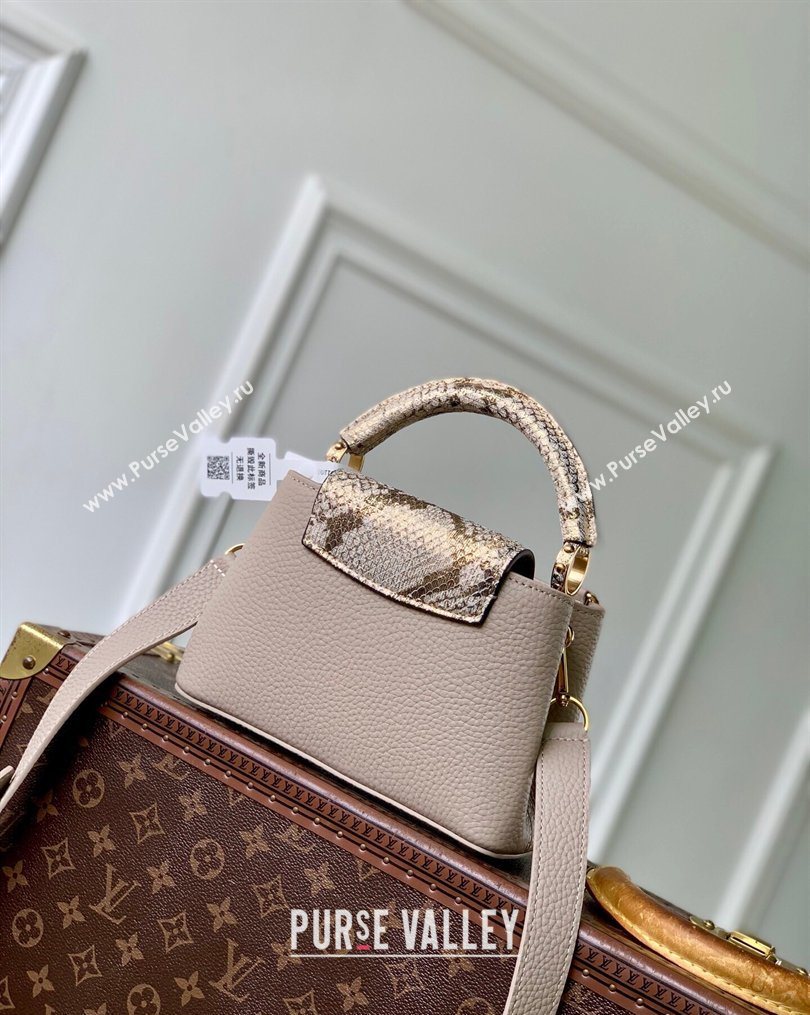 Louis Vuitton Capucines Mini Bag in Taurillon and python-embossed leather Grey 2026 N89369 (KI-260202078)