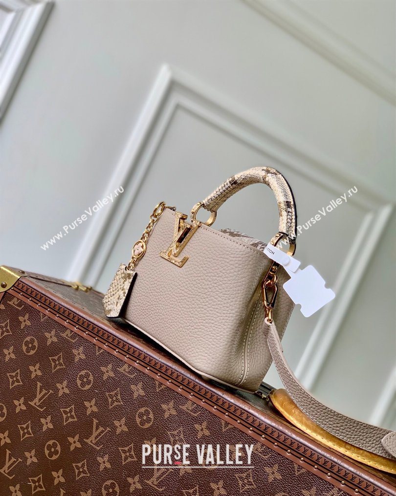 Louis Vuitton Capucines Mini Bag in Taurillon and python-embossed leather Grey 2026 N89369 (KI-260202078)