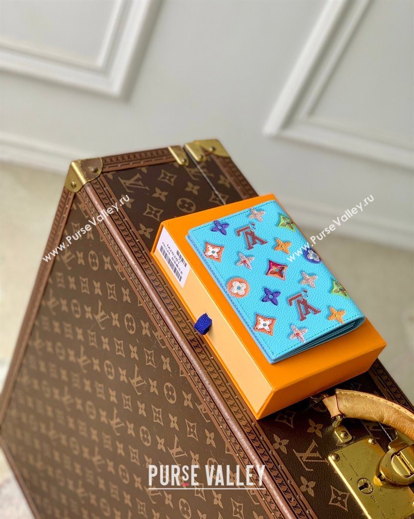 Louis Vuitton Passport Cover in Monogram Donuts Canvas M28040 Blueberry Blue 2026 (KI-260203036)