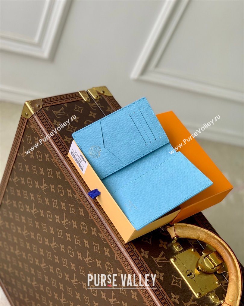 Louis Vuitton Passport Cover in Monogram Donuts Canvas M28040 Blueberry Blue 2026 (KI-260203036)
