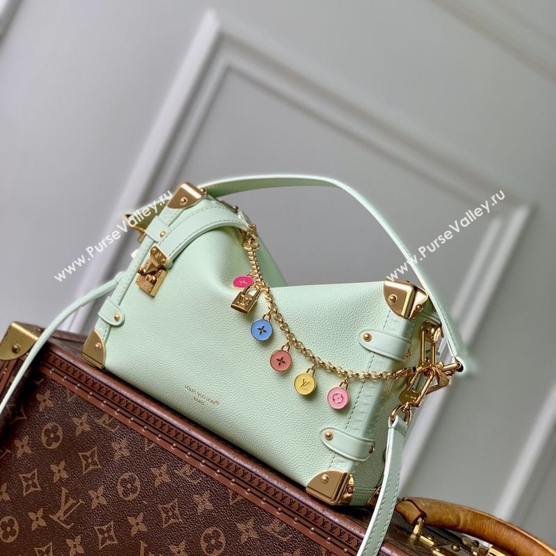 Louis Vuitton Side Trunk MM Bag in Calf leather with Chain Charm Jade Green 2026 M27449 (KI-260203027)