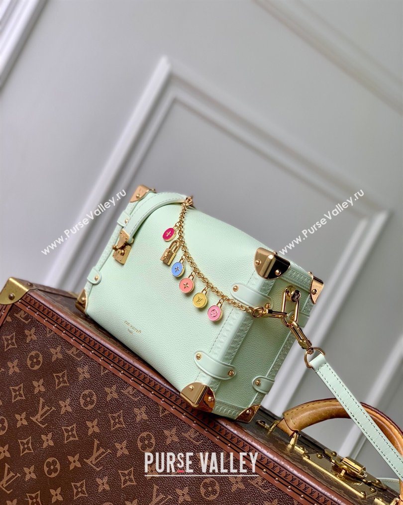 Louis Vuitton Side Trunk MM Bag in Calf leather with Chain Charm Jade Green 2026 M27449 (KI-260203027)