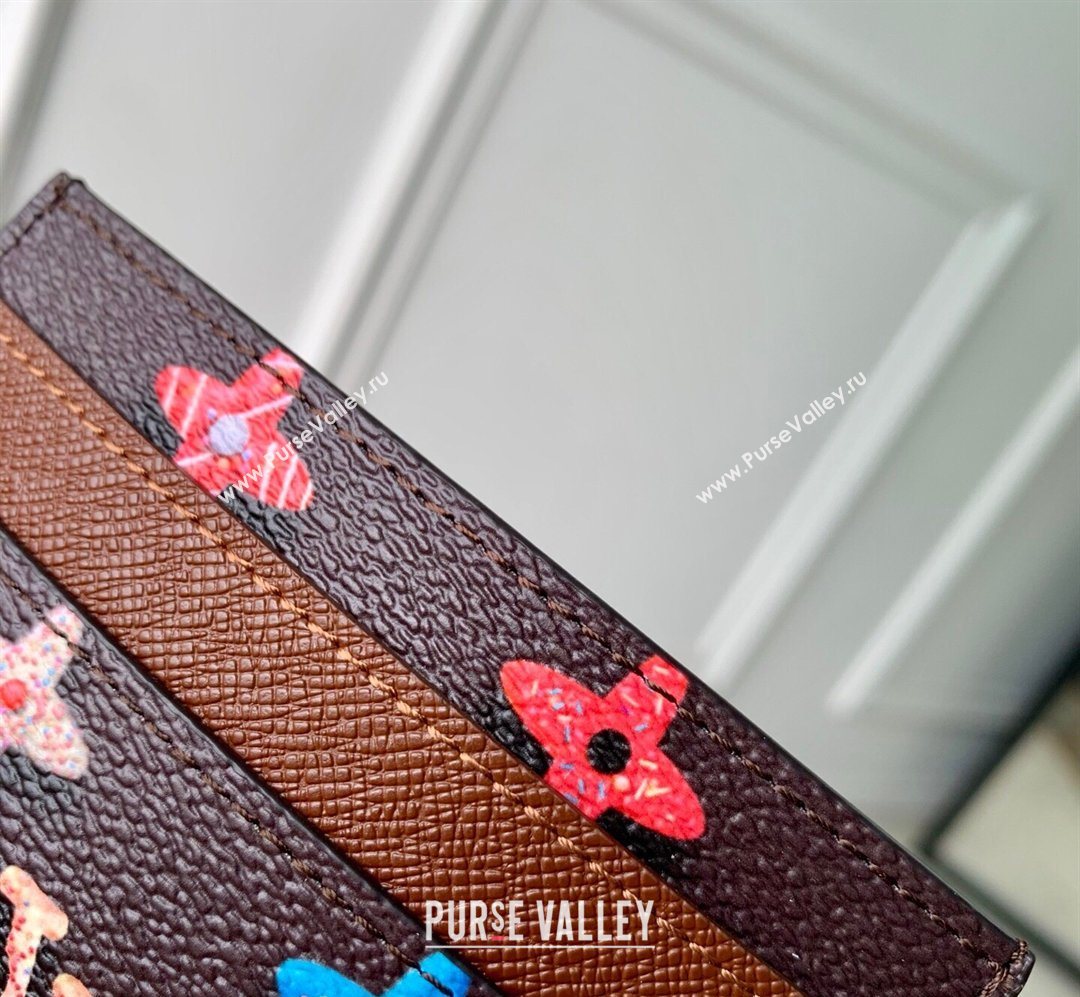 Louis Vuitton Double Card Holder in Monogram Donuts Canvas M28284 Chocolate Brown 2026 (KI-260203043)