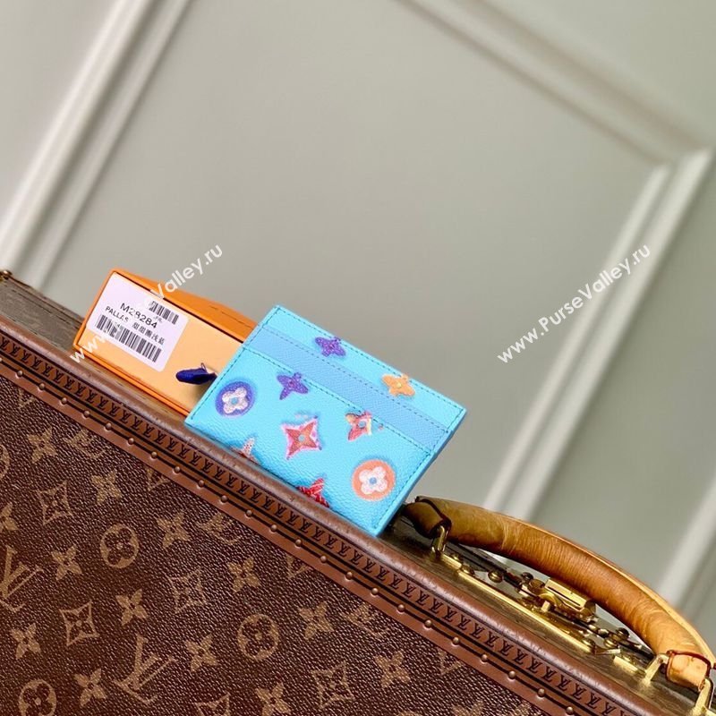 Louis Vuitton Double Card Holder in Monogram Donuts Canvas M28284 Blueberry Blue 2026 (KI-260203042)