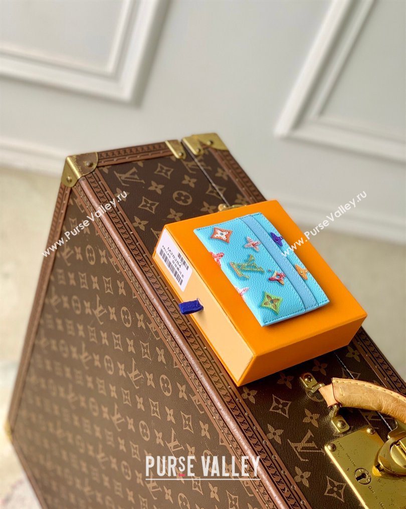 Louis Vuitton Double Card Holder in Monogram Donuts Canvas M28284 Blueberry Blue 2026 (KI-260203042)
