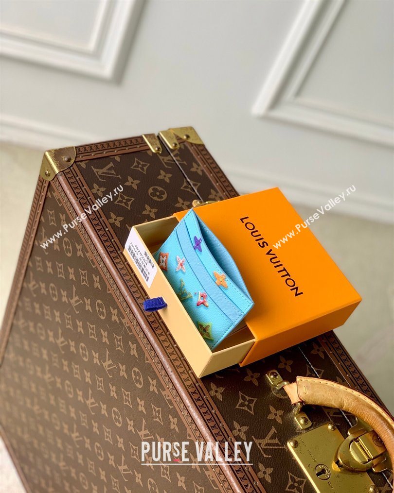 Louis Vuitton Double Card Holder in Monogram Donuts Canvas M28284 Blueberry Blue 2026 (KI-260203042)