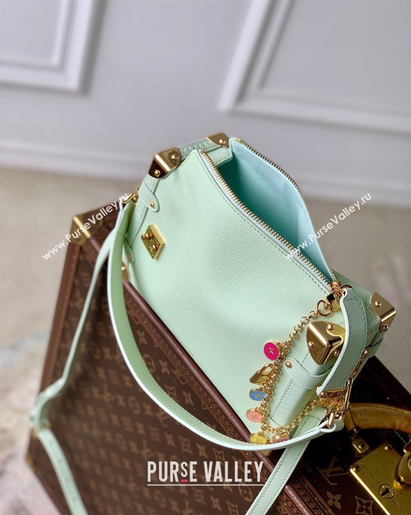 Louis Vuitton Side Trunk MM Bag in Calf leather with Chain Charm Jade Green 2026 M27449 (KI-260203027)