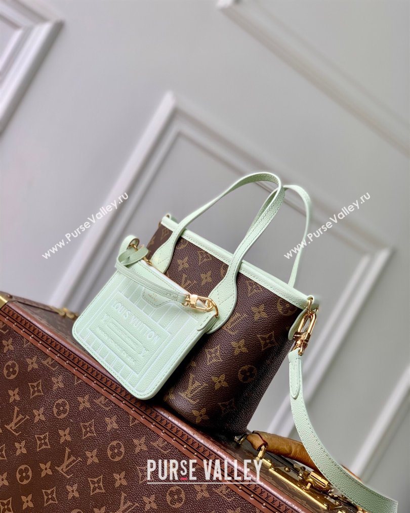 Louis Vuitton Neverfull Bandouliere Inside Out BB Tote bag Green Leather/Monogram Coated Canvas 2026 M28236 (KI-260203028)