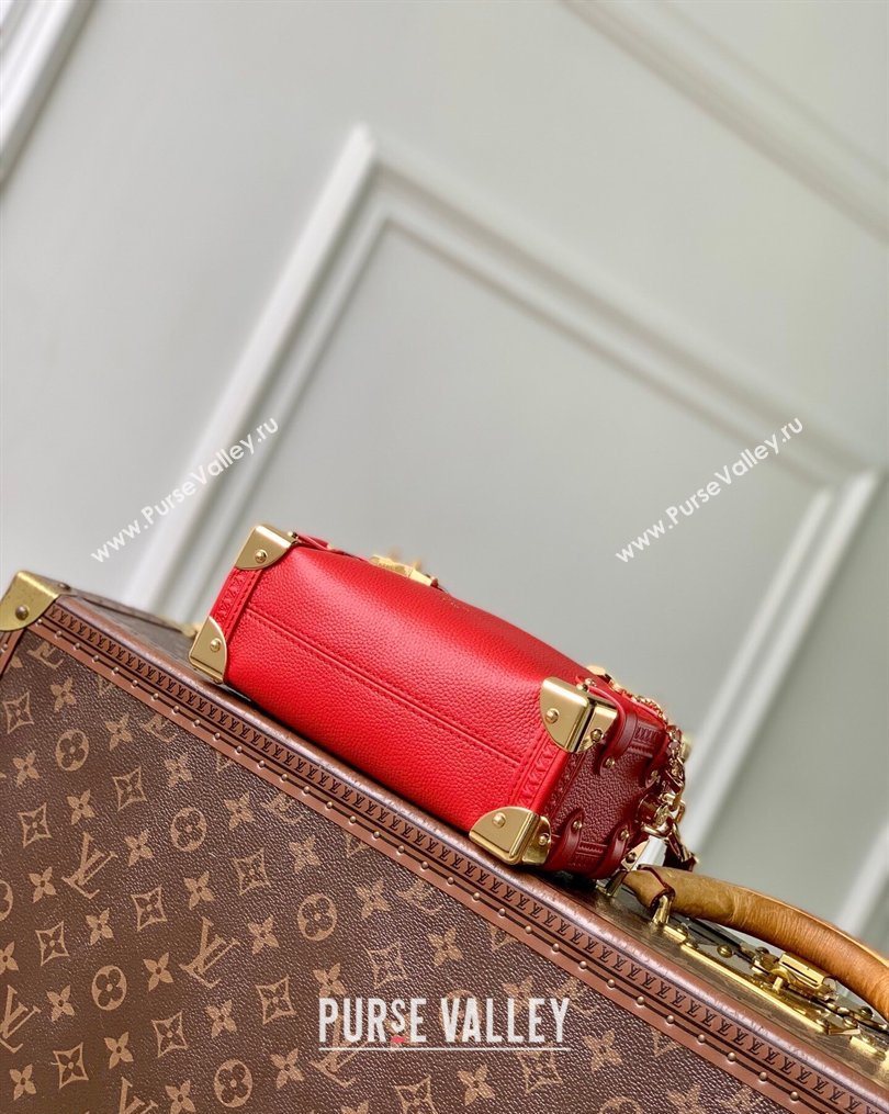 Louis Vuitton Side Trunk PM Bag in Calf leather with Chain Charm Sari Red 2026 M28333 (KI-260203026)