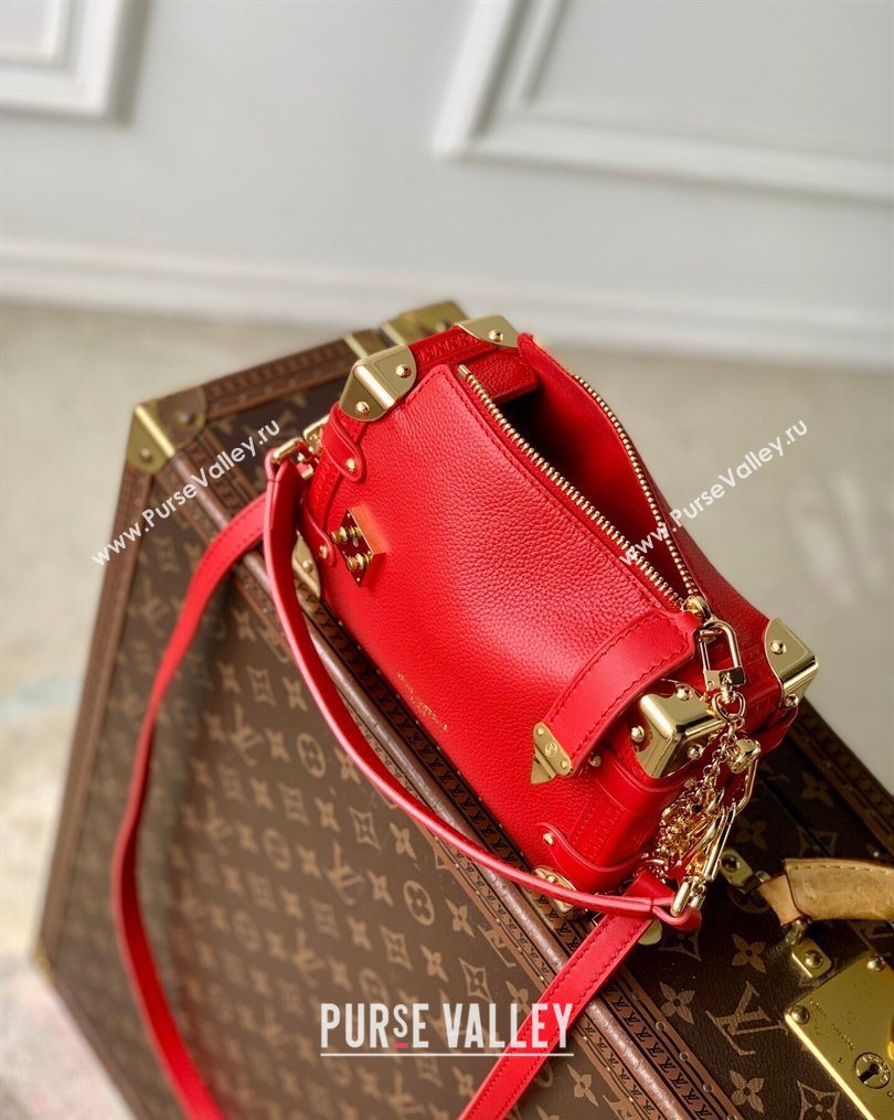 Louis Vuitton Side Trunk PM Bag in Calf leather with Chain Charm Sari Red 2026 M28333 (KI-260203026)
