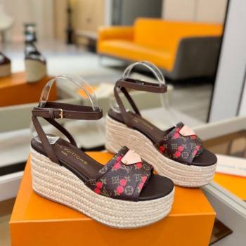 Louis Vuitton Helios Platform Sandals 9cm Monogram/Red Cherry 2026 1AHLOA (MD-260303067)
