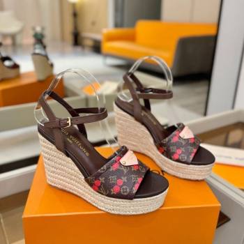 Louis Vuitton Helios Wedge Sandals 11cm in Monogram/Red Cherry 2026 1AHLOA (MD-260303063)