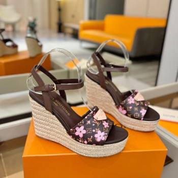 Louis Vuitton Helios Wedge Sandals 11cm in Monogram/Pink Cherry 2026 1AHLOA (MD-260303064)