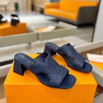 Louis Vuitton Grained Leather Heel Slides Sandal 5.5cm Blue 2026 LV030301 (MD-260303047)