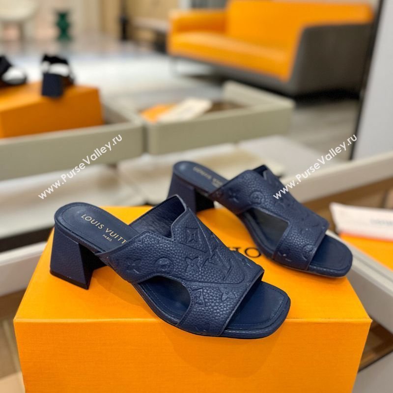 Louis Vuitton Grained Leather Heel Slides Sandal 5.5cm Blue 2026 LV030301 (MD-260303047)