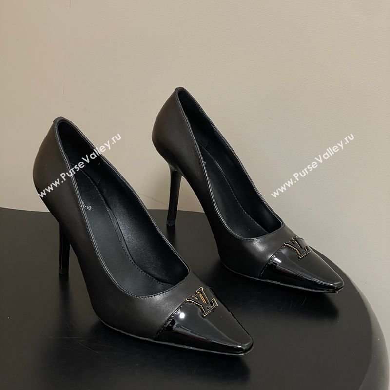 Louis Vuitton City Pumps 9.5cm in Calfskin and Patent Leather Black 2026 1AIT00 (MD-260303083)
