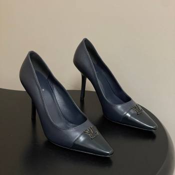 Louis Vuitton City Pumps 9.5cm in Calfskin Leather Blue/Black 2026 1AIT00 (MD-260303085)