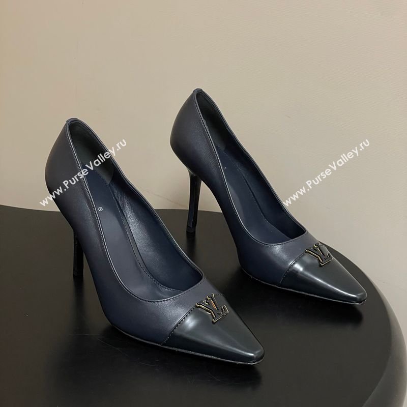 Louis Vuitton City Pumps 9.5cm in Calfskin Leather Blue/Black 2026 1AIT00 (MD-260303085)