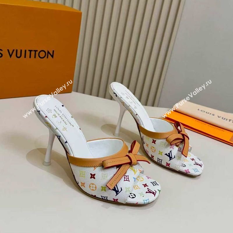 Louis Vuitton LV x TM 6AM Heel Slides Sandal 9cm with Bow White 2026 1AJSD9 (MD-260303052)