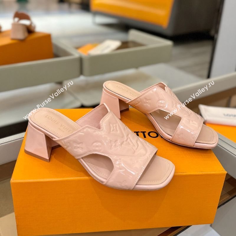 Louis Vuitton Patent Leather Heel Slides Sandal 5.5cm Light Pink 2026 LV030301 (MD-260303049)