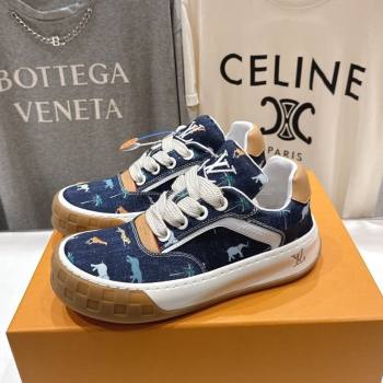 Louis Vuitton LV x The Darjeeling Limited Tilted Sneakers in Blue Embroidered Denim 2026 (MD-260303092)
