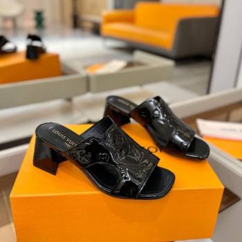 Louis Vuitton Patent Leather Heel Slides Sandal 5.5cm Black 2026 LV030301 (MD-260303051)