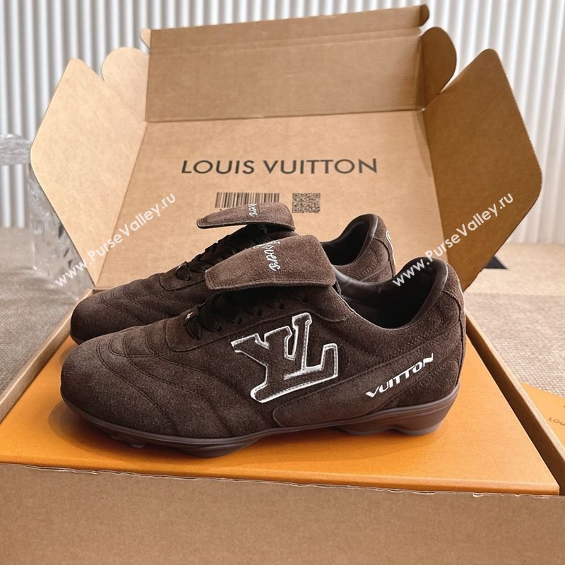 Louis Vuitton LV Footprint Soccer Sneakers in Suede Chocolate Brown 2025 (MD-260303104)