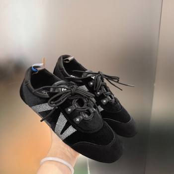 Louis Vuitton LV Sneakerina Sneakers in Velvet with Silver-Tone LV Initials Black 2026 (MD-260303105)