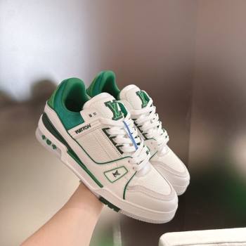 Louis Vuitton Mens LV Trainer Sneakers in Calfskin Leather White/Green 2026 0303 (MD-260303110)